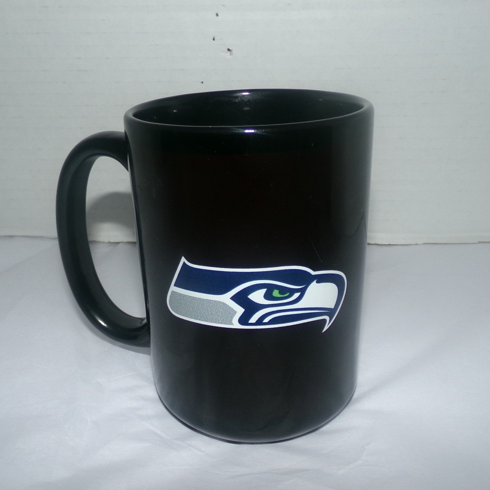 Seattle Seahawks NFL Coffee Mug Black Ceramic Tea Cup Logo 15oz Fan Gear